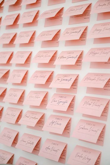 Pink seating cards