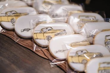 Cookes designed to look like the front, side and back of a vintage Chevrolet Malibu.