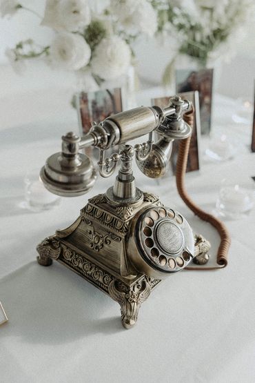 Vintage phone used to leave guest messages.