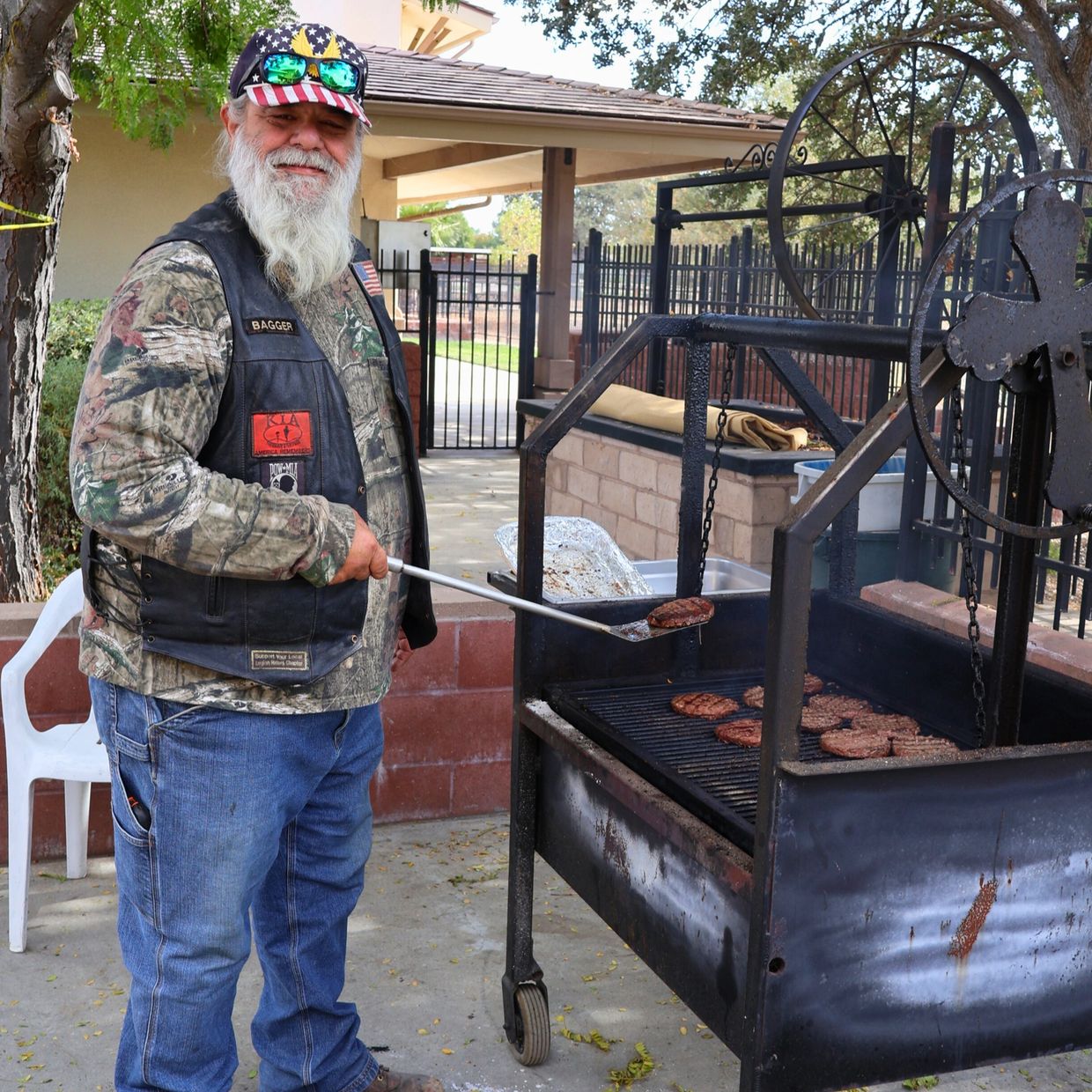 Post 50 Bagger cooking up those tasty burgers for our weekly Thursday Burger Day.