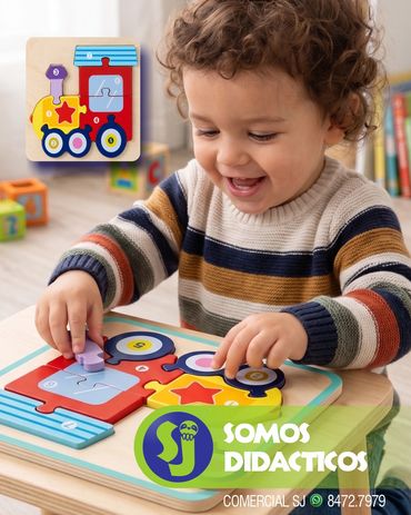 Wooden educational puzzle improving fine motor skills in children - Comercial SJ