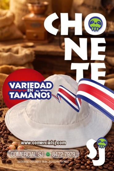Traditional Costa Rican canvas chonete hat in assorted sizes - Comercial SJ