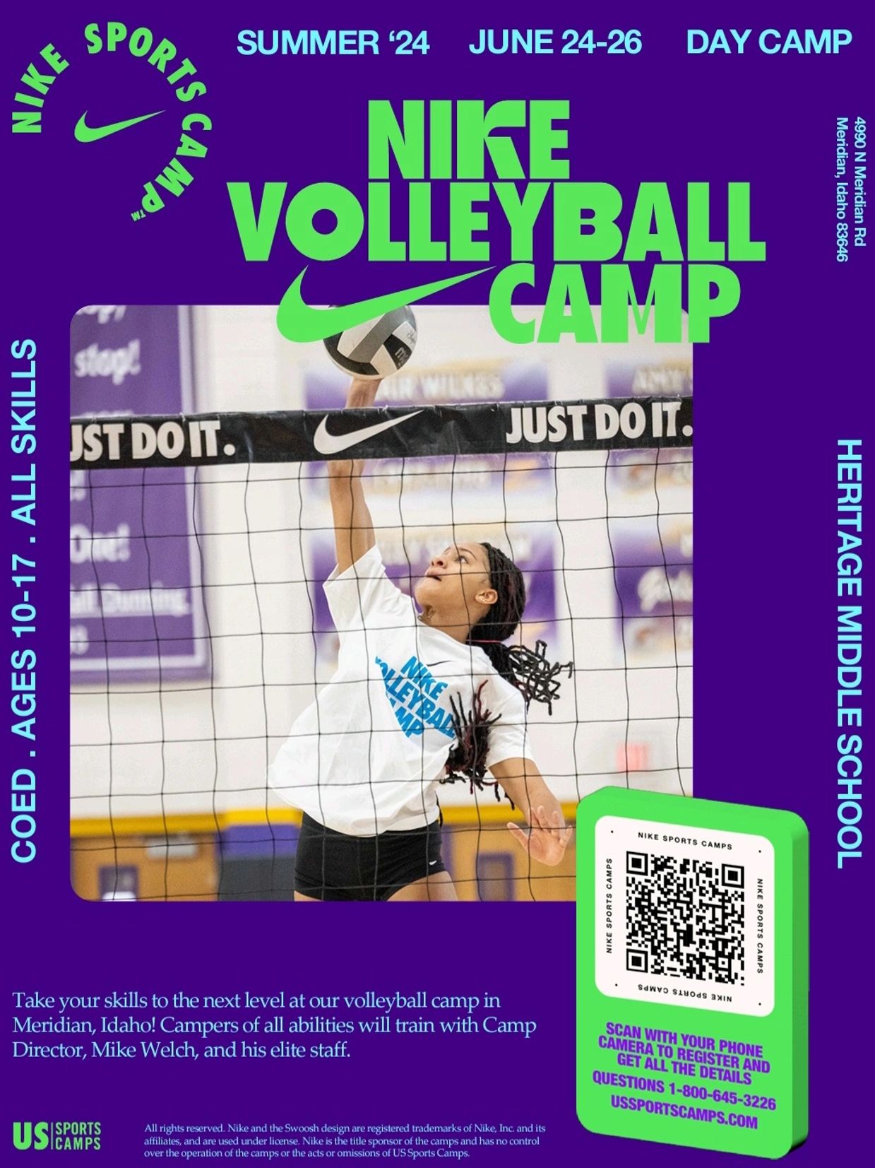 NIKE Volleyball Camp at Heritage Middle School in Meridian Idaho in the Boise Idaho area.