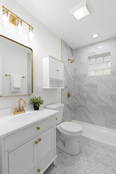 Menlo Park, bathroom remodel, new tile, vanity, modern bathroom