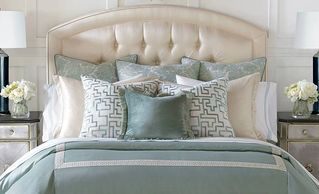 luxury bedding and upholstered headboards