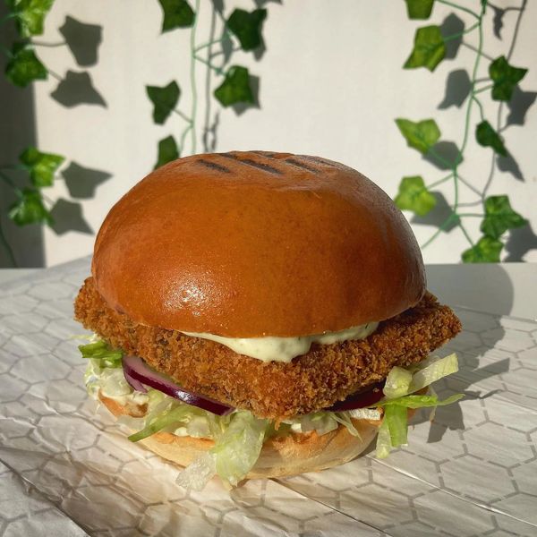 The Fillet No Fish, a Vegan Fish Sandwich served only at Vegan Hub Wembley
