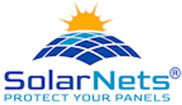 Logo of SolarNets featuring a sun and solar panels.
