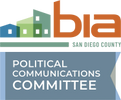 Logo of the Political Communications Committee with colorful bars and text.