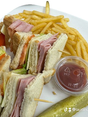 Triple-decker club with fries!