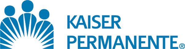 Kaiser Permanente healthcare logo with three figures and sunburst design.