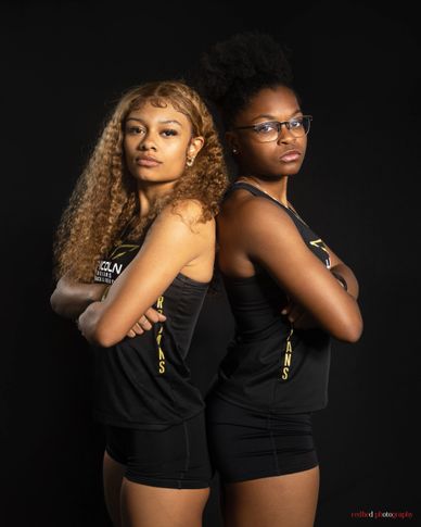 Editorial track and field athlete portrait for Lincoln High School Trojans team sports photography b