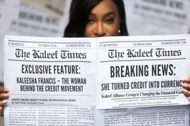 Creative commercial newspaper composite portrait for financial brand RedHed, Tallahassee FL
