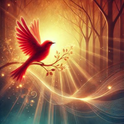 A red bird, symbol often used in QHHT session and also part of the BQH logo