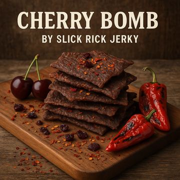 SWEET CHERRY NOTES BLEND WITH BOLD MESQUITE SMOKE FOR A RICH, TANGY BEEF JERKY THAT'S BOTH FRUITY AN