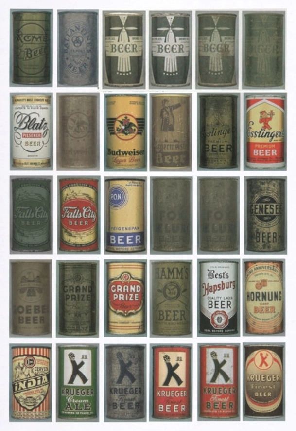 Acme, Ballantine, Propeller, Blatz, Budweiser, Burgermeister, Esslinger, Falls City, PON, Fox Deluxe