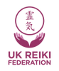 A logo for the UK Reiki Federation, showing a modern design, highlighting the principles of Reiki.