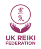 A logo for the UK Reiki Federation, showing a modern design, highlighting the principles of Reiki.