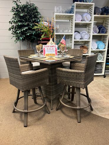 Universal Wicker Bar Set, 36" Sq. Table