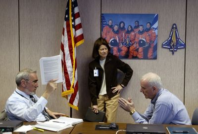 Frank Buzzard, Sally Ride, Admiral Hal Gehman during Columbia Accident Investigation