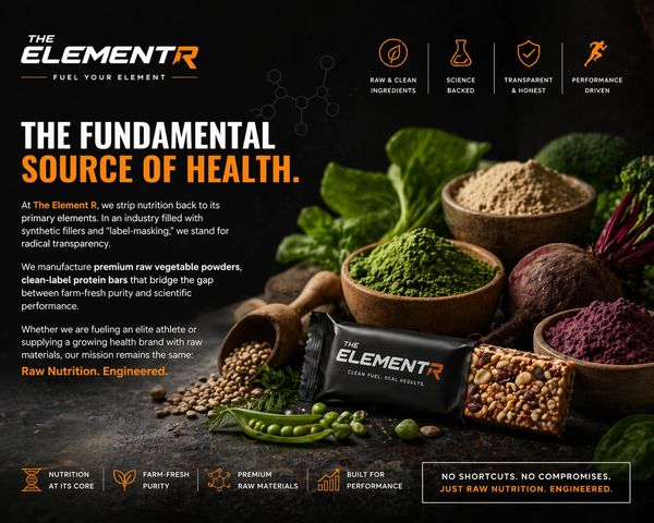 The Element R offers premium raw nutrition with plant-based powders and protein bars for health and performance.