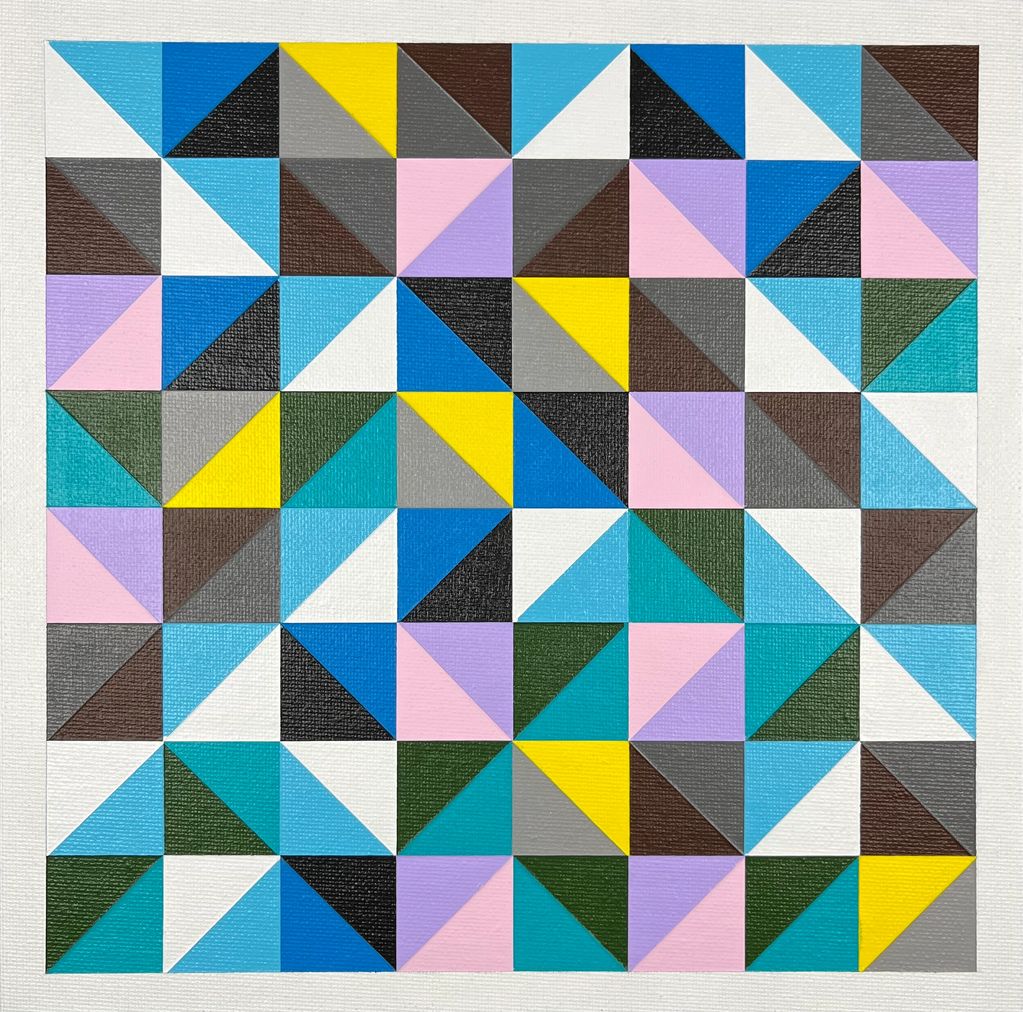 Colorful geometric pattern with triangles forming a grid.