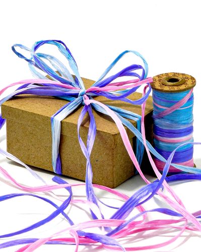 Raffit Ribbons Raffia Three Color Combination Variegated Light Blue Pink Lavender Made in the USA
