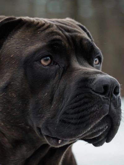 Female Cane Corso out in the snow