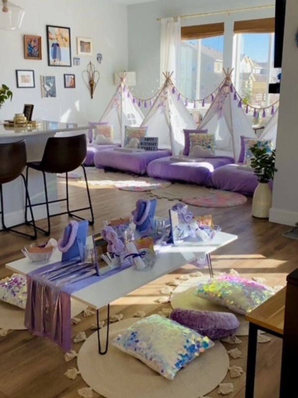 Colorado Springs kids spa party rentals, sleepover party, teepee sleepover party, slumber party.