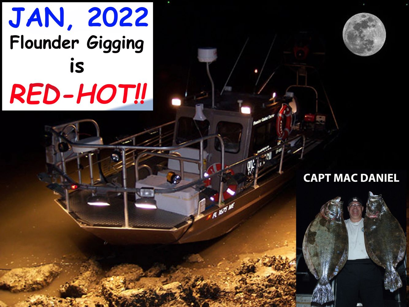 Our boat the Flounder Barge by the water's edge in January, 2022