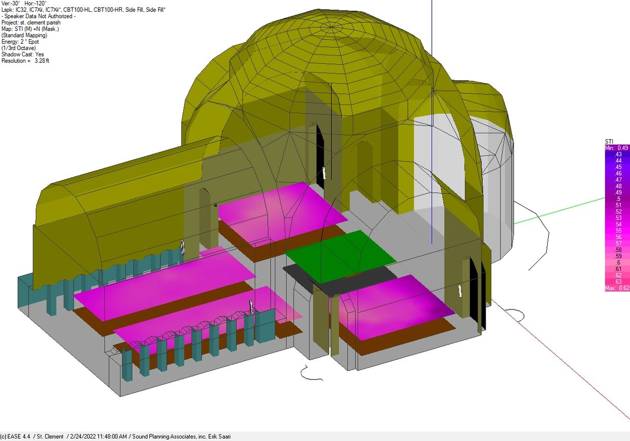 Image from a 3D acoustic study of St. Clement Catholic Church in Chicago