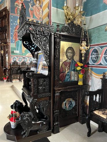 Scaun arhieresc, Scaun arhieresc cu lei, Scaun Arhieresc Sculptat, Tron Arhieresc, Tron sculptat