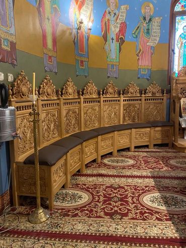 Strane bisericești, Strane sf. Altar, strane din stejar, Scaune bisericești, scaune lada depozitare.