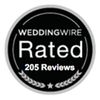 weddingwire rated 205 reviews badge
