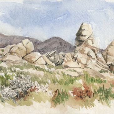 Joshua Tree National Park watercolor landscape