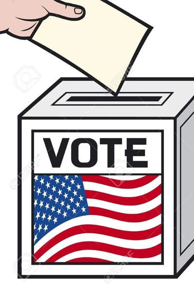 Voting ballot box with American Flag