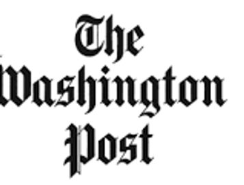 Washington Post logo. Black Gothic writing on white background
