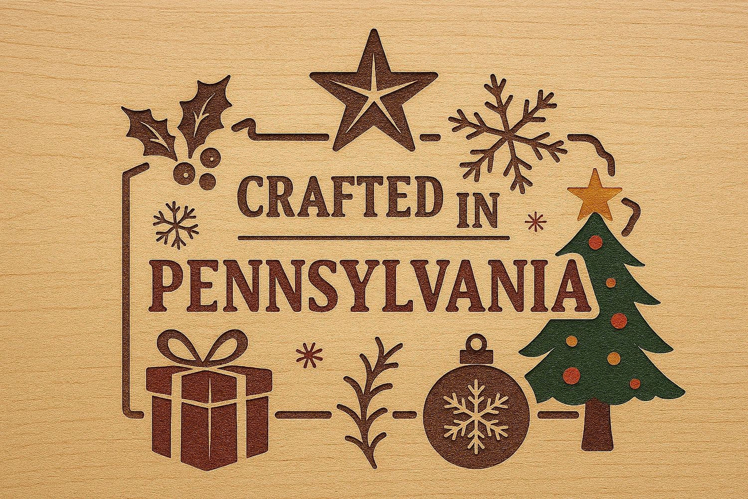 Laser engraved Crafted in Pennsylvania logo for custom laser engraving.
