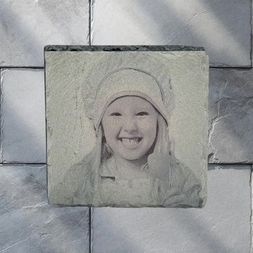 Custom engraved slate coaster with photo
#CustomSlate #LaserEngravedSlate