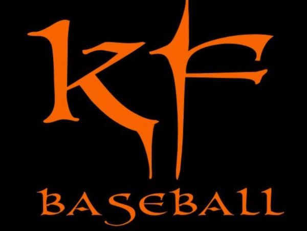 Orange 'kf Baseball' logo on a black background.