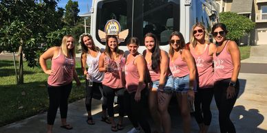 Bachelorette party having a good time in DeLoxLimo company's MiniBus up to 14 passengers.