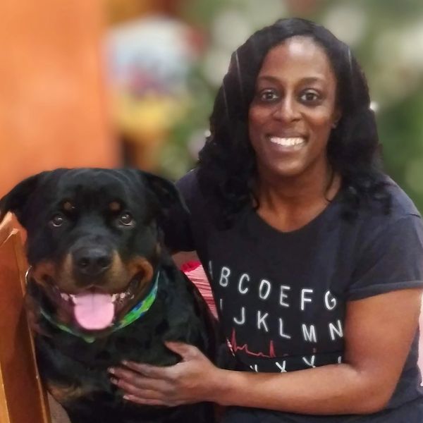 Owner Chantele and her dog Bowser the rottweiler