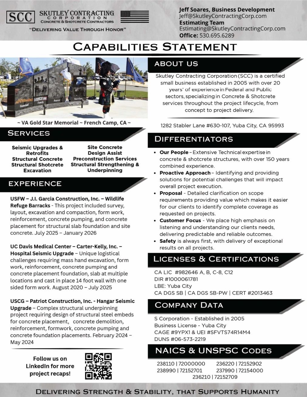 Skutley Contracting Corporation capabilities and services overview.