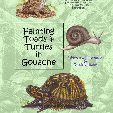 Book cover with detailed gouache paintings of a toad, snail, and turtle on a green background.