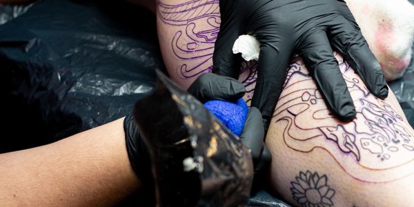 Custom tattoo in progress by Scalebound Ink, located in Logan