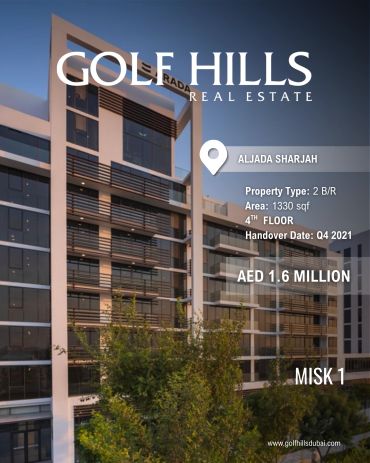 Modern Aljada Sharjah apartment listed by Golf Hills Real Estate.