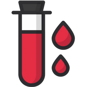 icono rojo toma de muestra de covid en sangra