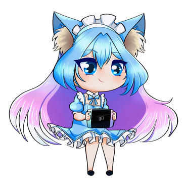 chibi catgirl with trans colored hair playing a switch
