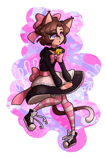 cute fem catboy fullbody and fully rendered
