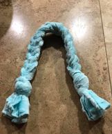 light blue braided toy for mini aussie puppies
