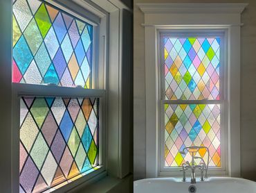 Tetragon Color Leadlight Set, Multiple Sizes, Private Residence, NYC